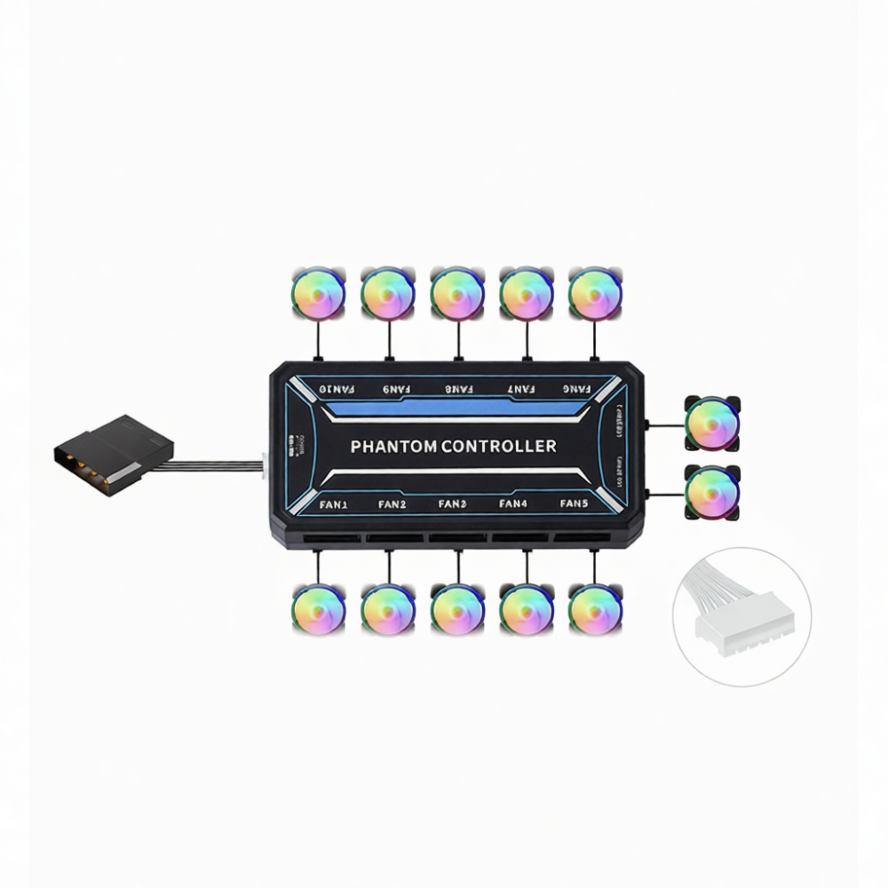 Computer Cooling Fan Hub Remot - Case Fan Controller ulasan dan harga